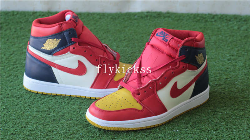 Air Jordan 1 High OG Tri Color Navy Blue Red Yellow